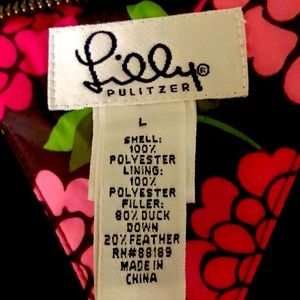 LILLY PULITZER EUC REVERSIBLE QUILTED ZIP FRONT NAVY/FLORAL VEST  DUCK DOWN